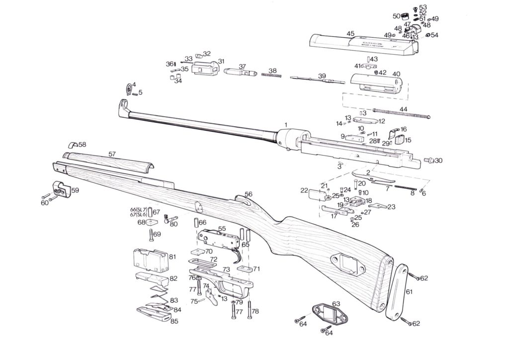 Explosionszeichnung für Heckler & Koch SL6 und SL7